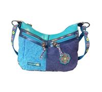 Macha Sac à bandoulière en coton et cuir Pour Femme Indien Ethnique Sac à bandouliere boho hippie Indien coloré (Turquoise 01)