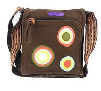 Macha Sac en tissu avec broderie.Sac à bandouliere en coton Pour Femme Indien coloré Rabat Boho, Hippie (Marron)