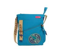Macha Sac ethnique en coton aux imprimés colorés et empiècements en cuir, Sac à bandouliere en coton et cuir Pour Femme Ethnique Indien coloré (turquoise)