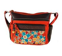 Macha Sac Indien Sac à bandoulière en coton et cuir Pour Femme Ethnique Boho Sac à Main sac Hippie (Orange)