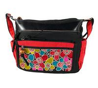 Macha Sac Indien Sac à bandoulière en coton et cuir Pour Femme Ethnique Boho Sac à Main sac Hippie (Rouge)