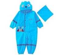 Machbaby Imperméable garçons filles Combinaison légère une pièce imperméable Vestes de pluie respirantes avec réflecteurs Veste de pluie avec visière de capuche transparente, 2-4 ans