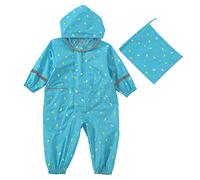 Machbaby Manteau de pluie léger en une pièce pour garçons et filles - Veste de pluie imperméable respirante - Réflecteurs - Avec bord transparent, Marine, 2-4 ans