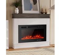 MachenFlame 30" Cheminée électrique Ultra-Mince Cheminée à Bois Cheminée autoportante Chauffage avec façade en Verre Effet de Flamme avec 12 Couleurs, télécommande.