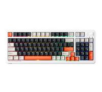 Machenike KG98 clavier mécanique 96 %, triple mode (Bluetooth/2.4GHz/filaire), disposition QWERTY US, clavier gaming personnalisable à remplacement à chaud des switches, Noir/Blanc/Orange