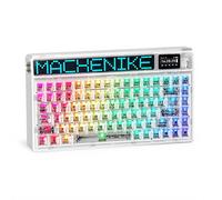 Machenike KT84-B84W clavier mécanique 75 %, triple mode, disposition QWERTY US, matrice LED personnalisable, écran TFT HD, design transparence, montage à joints remplaçable à chaud, interrupteurs Gate