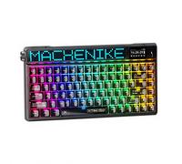 Machenike KT84-B84W clavier mécanique 75 % triple mode, disposition QWERTY US, Noir, interrupteur jaune Gateron Smart Screen