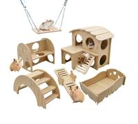 Mâcher des cachettes d ' Habitat de rongeurs en Bois sûrs avec Trou de cachette Petit Pont pour Animaux de Compagnie pour Hamsters Nains et Souris Jouet Tunnel de Hamster