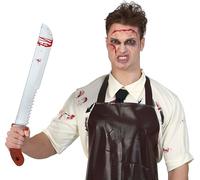 Machette d'Halloween avec dents Pour les fans d'horreur Décoration rouge sang Idéal pour les costumes effrayants Accessoires effrayants Parfait pour les fêtes d'horreur, Couleur : Argent / Marron