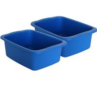 Lot de 2 Bacs Plastique Rectangulaires Multi-Usages Bleus, Capacité 10L - 42 x 31 x 15,5 cm - en Polypropylène Recyclé et Résistant aux Produits Chimiques