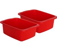 MACHIAVELLI Start Kit De 2 Vasques Rectangulaires Rouges. Bol En Plastique D'une Capacité De 10 L. Le Plateau Polyvalent Mesure 42 X 31 X 15,5 Cm