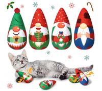 Machify 4PCS Jouets froissés à l’Herbe à Chat de Noël, Jouets à mâcher pour la Dentition du Chat remplis d’Herbe à Chat, Motifs Père Noël, Cadeaux douillets pour Chatons d’intérieur