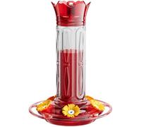 Machify Abreuvoir à colibris d’extérieur en Plastique 15 oz avec Crochet, réserve d’Eau, Protections Anti-Abeilles et Anneau de Repos, étanche pour Jardin, Patio, Cour, 5,5 x 5,5 x 8,7 in