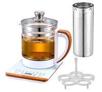 Machify Bouilloire électrique à commande tactile avec infuseur à thé, théière en verre de 2 L avec base à induction, support à œufs et filtre pour la cuisine et le brassage