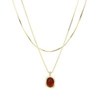 Machify Collier Cuban Link pour femme, colliers superposés avec pendentif œil de tigre doré, design double couche, sans nickel ni plomb, idée cadeau, alliage de cuivre avec pierre gemme colorée
