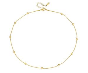 Machify Collier femme en argent sterling S925 plaqué or, chaîne box à perles élégante, finition qui garde son éclat, longueur réglable 40 + 5 cm, à porter seul ou à offrir avec style raffiné