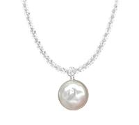 Machify Collier perle eau douce, collier argenté en argent sterling s925, design baroque avec pendentif perle naturelle unique, style classique et polyvalent, pour de nombreuses occasions