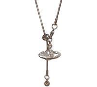 Machify Collier Silver Pearl Planet pour femmes, chaîne ajustable en acier titane, pendentif planète avec zircon et perle imitation, frange délicate, bijou élégant pour usage quotidien ou soirée