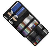 Machify Kit complet de 76 crayons à dessin et croquis pour débutants et professionnels, comprenant du charbon de graphite, soluble dans l'eau, crayons de couleur métalliques et carnet de croquis