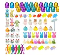 Machify Kit de 20 œufs de Pâques colorés, ensemble de jouets surprise pré-remplis, avec marteau, thème lapin de dessin animé, latex, pour les tout-petits à partir de 3 ans