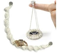 Machify Lot de 2 ponts en Corde et balançoires pour araignée sauteuse, Faits Main en Coton Naturel, Fixation adhérente en métal, Pont 16,5 Pouces, balançoire 3,5 x 2,0 Pouces pour Terrarium