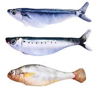 Machify Lot de 3 poissons souples rechargeables en peluche douce et réaliste pour chaton à mâcher, donner des coups de pied, jouer