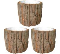 Machify Lot de 3 seaux rustiques en écorce de Tronc, centres de Table en Bois, vases naturels en Tronc d’Arbre, décoration forestière pour Noël, Mariage, Maison de Ferme, Arrangement de Table