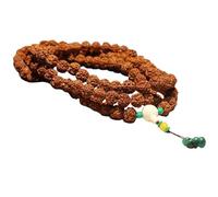Machify Mala 108 perles Bracelet bodhi avec pompon décoratif, collier de perles naturelles Bodhi pour la méditation et la croissance spirituelle, perles de 1,5 à 1,8 cm