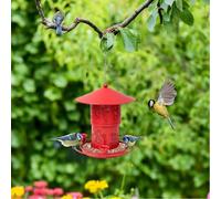 Machify Mangeoires à oiseaux pour l'extérieur du jardin, cour, mangeoire à oiseaux en métal résistant aux intempéries, à suspendre, trous de drainage, rotation à 360 °