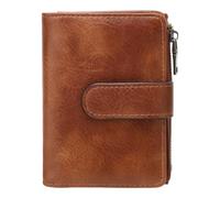 Machify Petit Portefeuille pour Femme, Portefeuille plié en Trois en PU avec Protection RFID, 17 emplacements pour Cartes, 3 fenêtres d'identité et Poche zippée pour pièces, Format Compact Marron