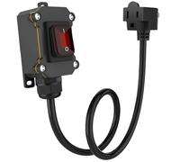 Machify Rallonge étanche avec interrupteur, interrupteur à cordon en ligne, 20 A-125 V, Pa66 ignifuge, LED rouge, pour environnements difficiles