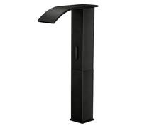 Machify Robinet de salle de bain noir sans contact, bec cascade avec corps haut, détection automatique mains libres, mélangeur chaud et froid, alimentation CA/CC