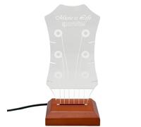 Machify Support de médiator de guitare en bois avec lumière LED 7 couleurs, support de médiator en forme de tête de guitare, alimenté par USB, pour décoration de bureau, 8,5 x 8 x 18,2 cm