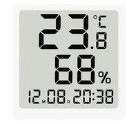 Machify Thermomètre hygromètre numérique à domicile, horloge fine avec moniteur de température et d'humidité, facile à lire, montable avec une forte force de fixation