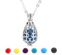 Machify Wassertropfenförmige Diffusor-Halskette für Frauen, Anhänger für ätherische Öle, Kupfer mit Lavastein, verstellbare Kette, 5 Baumwollkugeln, Geburtstagsgeschenk