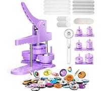Machine à badges 58 + 32 + 25 mm - Appuyez sur la machine à boutons DIY - Kit de fabrication de badges VIHBRAI - Avec 300 pièces de boutons en plastique et coupe-cercle - Pour fête et cadeaux - Violet