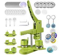 Machine à Badges de 25+32+58 mm, Button Maker 300 Ensembles de Badges en Plastique, Zimiking Machine de Pressage de Badges avec 10 Décapsuleurs, 10 Porte-clés, Moules et Découpe-Papiers Ronds (Vert)