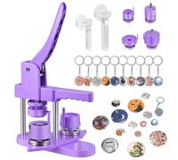 Machine à Badges de 32+58 mm KEYSAFER 200 Ensembles de Badges en Plastique, Machine de Pressage de Badges avec 10 Ouvre-Bouteilles, 10 Porte-Clés, Moules et Découpe-Papiers Ronds
