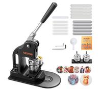 Machine à Badges de 32 mm avec 500 Kits de Consommables Noir pour DIY Épinglettes Presse à Badges Épingles Personnalisés