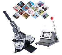 Machine à badges, presse magnétique pour autocollants photo pour réfrigérateur, 120 ensembles de matériaux + coupe-papier + machine à fabriquer des autocollants pour badges faits maison, 60 x 40 mm
