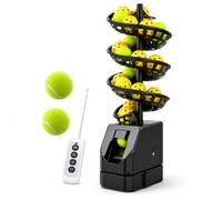 Machine à balles de tennis avec télécommande, lanceur automatique rechargeable à 33 balles et filet de ramassage pour l'entraînement en solo et le coaching