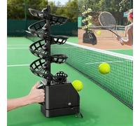Machine à balles de tennis portable - Télécommande, vitesse et rotation réglables, lanceur de balle automatique pour entraînement en libre-jeu, outil d'entraînement léger pour débutants et entraîneurs