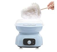 Machine à barbe à papa avec élément chauffant à quartz et accessoires de bar à papa, protection anti-éclaboussures transparente, cuillère à mesurer, friandises sucrées pour toutes les fêtes (bleu)