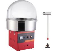 Machine à barbe à papa électrique 1000 W - Barbe à papa commerciale avec couvercle - bol en inox, pelle à sucre, tiroir - Idéal pour les fêtes de famille - Rouge
