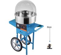 Machine à barbe à papa électrique avec chariot - 1000 W commercial - avec couvercle, bol en inox, pelle à sucre et tiroir - idéale pour les anniversaires d'enfants et les fêtes de famille - bleu