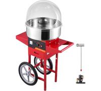 Machine à barbe à papa électrique avec chariot - machine commerciale de 1 kW - bol en inox, pelle à sucre & tiroir - idéale pour les anniversaires d'enfants et les fêtes de famille - rouge