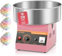 Machine à Barbe à Papa Électrique FOHERE, 1000 W, Bol en Acier Inoxydable 38cm, Nettoyage Facile, pour Faire des Bonbons, Fêtes, Carnavals, pour Faire des Bonbons, Rose