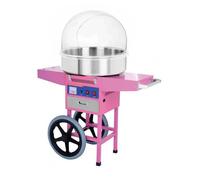 Machine à Barbe à Papa Professionnelle avec Chariot et Bulle de Protection - Cuve 52 cm, Chauffage 0.9 kW - Idéale pour Événements et Fêtes