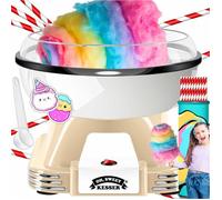 Kit machine à barbe à papa KESSER® pour la maison - Avec 30 bâtonnets à barbe à papa et cuillère doseuse - Machine à barbe à papa rétro - Machine à barbe à papa avec accessoires - Hauteur 22 cm - 500W