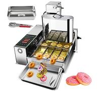 Machine à beignets automatique commerciale 1750 pièces/h 4 rangées avec panneau de contrôle intelligent 2000 W Auto Flip Friteuse à beignets Épaisseur réglable 5,5 L